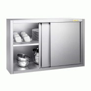 Placard mural inox 1000x400 mm - Hauteur 800 mm avec portes coulissantes PREMIUM - GOLDINOX - gris inox 3701770815159