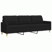 VidaXL Canapé à 3 places Noir 210 cm Tissu Modèle Ovelor - 4007418