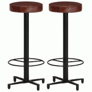 VidaXL Tabourets De Bar Lot De 2 76 Cm Cuir Véritable - 321967