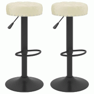 VidaXL Tabourets De Bar Lot De 2 Crème Velours - beige 332994