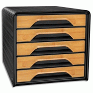 CEP Bloc de classement Smoove Silva, 5 tiroirs 24x32 fermés, coloris noir/bambou - 3462159018225