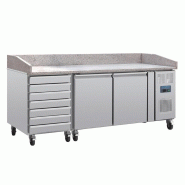 Comptoir à pizza 2 portes avec dessus granit 7 tiroirs à patons serie U 290L UA080 Polar