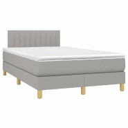 Décoshop26 - Cadre de lit LED avec sommier tête de lit matelas surmatelas 120x200 cm tissu gris clair TDL0207892 - gris 3001242788005