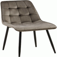 Décoshop26 - Chaise de salle à manger x1 coutures décoratives carrées en velours anthracite cadre métal noir 10_0007200 - noir métal 3000265986986