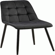 Décoshop26 - Chaise de salle à manger x1 coutures décoratives carrées en velours noir cadre métal noir 10_0007204 - noir métal 3000265989109