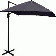 Décoshop26 - Parasol de restauration 3x3m (Ø4,24m) polyester aluminium/acier 23kg anthracite sans dalles de parasol 04_0003295 - aluminium 300030613