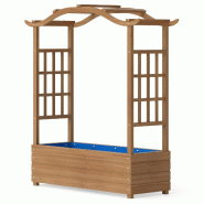 Helloshop26 - Bac de jardin jardinière en bois massif 110 x 40 x 124 cm toit suspendu avec treillis latéraux en naturel 20_0018922 - 3000232675110