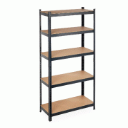 Helloshop26 - Etagère modulable charge lourde garage atelier 180 x 90 x 40 cm pratique et stable en MDF noir 13_0010050 - noir Bois manufacturé 3000