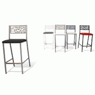 Lot de 2 tabourets de bar - assise en simili-cuir rembourrée - structure acier avec repose-pieds en inox Lot de 2 tabourets de bar - assise en simili-cuir rembourrée - structure acier avec repose-pieds en inox