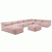 Oviala Business Salon de jardin modulable 8 places rose poudré - rose polyester 115054
