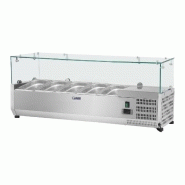 Saladette à poser table comptoir acier inoxydable - 120 x 33 cm - 5 bacs gn 1/4 - couvercle en verre 14_0003284