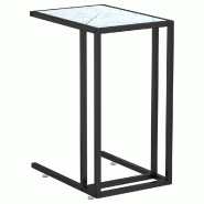 Table d'appoint ordinateur Marbre blanc 50x35x65cm Verre trempé Modèle Orion Ronde - 331652