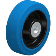 Roue de 160 mm avec caoutchouc élastique bleu sur centre en nylon Roue de 160 mm avec caoutchouc élastique bleu sur centre en nylon
