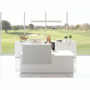 Bureau d'accueil Pano avec partie PMR - Ofitres - 160, Blanc, Gris Nube Zenit L5866_0