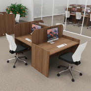 Bureau de call center version double 3 personnes avec poste pour superviseur. - 3 places, Acacia foncé