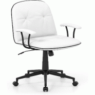 Chaise Bureau Ergonomique COSTWAY, Similicuir avec Accoudoirs et Dossier Rembourrés, Pivotante Réglable en Hauteur - blanc métal ON33263IT