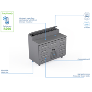 Comptoir réfrigéré en acier inoxydable - 1200 × 660 × 900 mm - CSTV-12-404 Comptoir réfrigéré en acier inoxydable - 1200 × 660 × 900 mm - CSTV-12-404