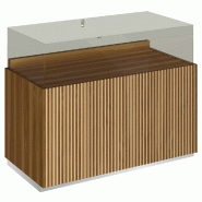 Comptoir T01 vitrine 4 Faces et MDF naturel+olivier - 120x60x93cm