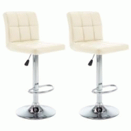 Décoshop26 - Lot de 2 tabourets de bar chaises hautes avec repose-pieds en PVC crème DEC029653 - 3000257483929 Décoshop26 - Lot de 2 tabourets de bar chaises hautes avec repose-pieds en PVC crème DEC029653 - 3000257483929