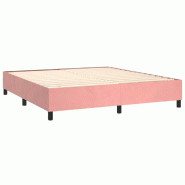 Décoshop26 - Sommier à lattes sur pieds cadre de lit 180x200 cm tissu velours rose TDL0206955 - 3001009732692