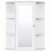 Helloshop26 - Armoire murale de salle de bain avec miroir 6 étagères ouvertes et 2 compartiments internes 60 x 16,5 x 67,5 cm blanc 20_0007703 - 300 Helloshop26 - Armoire murale de salle de bain avec miroir 6 étagères ouvertes et 2 compartiments internes 60 x 16,5 x 67,5 cm blanc 20_0007703 - 300