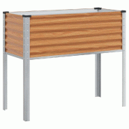 Helloshop26 - Cache-pot de jardin rectangulaire moderne 100,5 x 40,5 x 90 cm en acier galvanisé marron clair 02_0059058 - marron acier 3000240922480