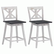 Helloshop26 - Lot de 2 tabourets de bar siège pivotant 360° avec repose-pieds antidérapants en bois d'hévéa vintage pour maison 20_0004907 - 3000 Helloshop26 - Lot de 2 tabourets de bar siège pivotant 360° avec repose-pieds antidérapants en bois d'hévéa vintage pour maison 20_0004907 - 3000