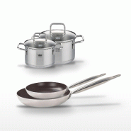 Lot 2 Poêles 24/28 cm avec revêtement céramique sans PFAS &  2 Faitouts 12/14 cm Elo Bistro Line Citrin - gris 3176239968033