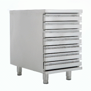 Meuble à tiroirs en acier inoxydable pour récipients de pâte à pizza. Dimensions (LxPxH) 52x80x81 cm. ForCold by FIMAR Modèle CAS7-FC - 235