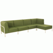 Oviala Business Salon de jardin bas modulable uni 5 places vert kaki Oviala 288 x 80 x 78 cm - vert polyester 115936
