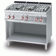 Redcook Cuisinière à gaz à 6 feux avec veilleuse sur le compartiment ouvert. Structure en acier inoxydable. Dimensions 120x70,5 h 90 cm. Modèle PC