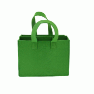 Sac feutrine vert 2 anses  6 cases bouteilles 28x18x20.5 cm - par 30