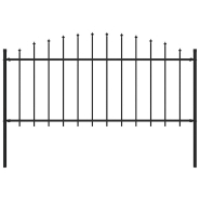 Vidaxl clôture de jardin à dessus en lance acier (0,5-0,75)x1,7 m noir 144940