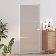 Vidaxl porte intérieure 93x201,5 cm blanc verre mat et aluminium 350578