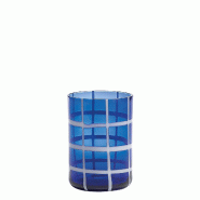 Zafferano Twiddle - Lot De 6 Verres En Verre Soufflé Bleu, 35 Cl - Faits Main Avec Déco Blanche, Lavables Au Lave-Vaisselle - transparent 8051827975