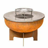 Brasero plancha salon de jardin avec couvercle - marron acier 3701730500910