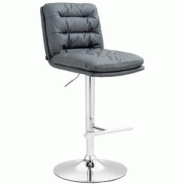 CLP Tabouret de bar Damar similicuir Gris/Chrome - gris polyester 322917