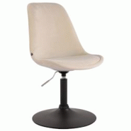 Décoshop26 - Chaise de salle à manger x1 pivotante hauteur réglable en velours crème et pied trompette en métal noir 10_0003499 - noir 3000251615180 Décoshop26 - Chaise de salle à manger x1 pivotante hauteur réglable en velours crème et pied trompette en métal noir 10_0003499 - noir 3000251615180