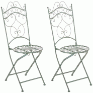 Décoshop26 - Lot de 2 chaises de jardin terrasse balcon design rustique en fer forgé vert vieilli 10_0002865 - 3000251245295