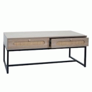 Décoshop26 - Table basse table d'appoint avec deux tiroirs kubu rotin bois mélamine aspect chêne 04_0008450 - 3000262567676 Décoshop26 - Table basse table d'appoint avec deux tiroirs kubu rotin bois mélamine aspect chêne 04_0008450 - 3000262567676