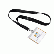 Durable 860001 Pochette Porte-badge Universel avec Lacet Textile 8137 Noir pour Insertion Format 60 x 90 mm Plastique Résistant Transparent Boîte de