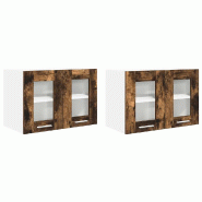 Helloshop26 - Armoire suspendue moderne 60 x 31 x 40 cm grand espace de rangement design contemporain en bois d'ingénierie chêne 02_0053266 - verre
