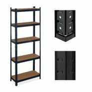 Helloshop26 - Étagère à charges lourdes garage 180 x 70 x 30 cm 5 niveaux ajustables stabilité optimale en acier noir 13_0014775 - noir Bois manuf