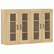 Helloshop26 - Lot de 2 armoires murales design pratique rangement mural 69,5 x 34 x 90 cm en bois d'ingénierie chêne sonoma 02_0055407 - verre 30002