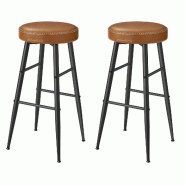 Helloshop26 - Tabouret de bar lot de 2 chaise de cuisine siège haut en PU avec coutures hauteur assise 63 cm pour cuisine bar à 12_0005189 - 3000222