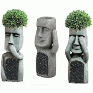 Jardinière Moai en polyrésine Lot de 3 Hanah Home - gris 8684282698548 Jardinière Moai en polyrésine Lot de 3 Hanah Home - gris 8684282698548