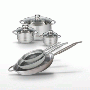 Lot 3 Poêles Elo Relief Solution 24/28/32 cm & 3 Faitouts Elo Brillant 12/14/20 cm - gris 3176239942507