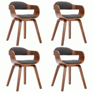VidaXL Chaises à manger lot de 4 gris foncé tissu et bois courbé Modèle Orion Office Classique - 279477