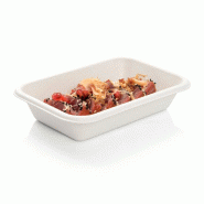 Barquette bagasse blanche 710cc 21,5x14x3,7cm - par 600