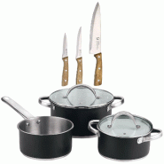 BERGNER - Batterie de Cuisine 5 pcs 16/18/20cm en Acier Inoxydable Compatible Induction avec Set de 3 Couteaux en Acier Inoxydable - multi-matériau P